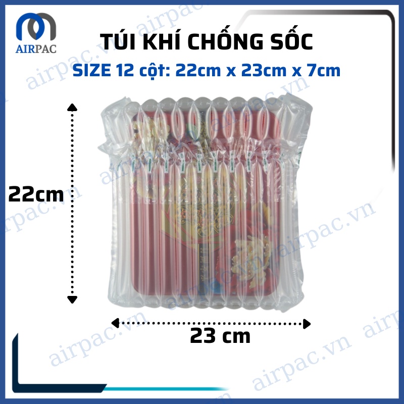 Bao bì túi nilon, bọc khí chống sốc vận chuyển đồ dễ vỡ 12 cột bọc đồ cỡ 22cm x 23cm x 7cm