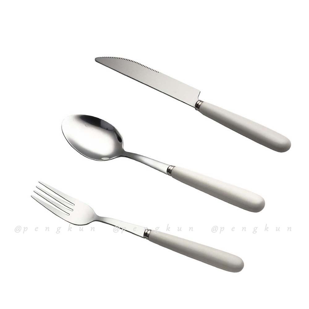 Bộ Muỗng Nĩa Ăn Tráng Miệng Bằng Sứ Màu Trắng Thiết Kế Đơn Giản Tiện Dụng