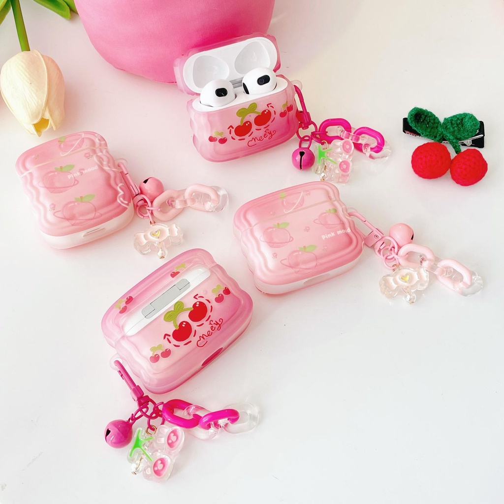 Vỏ Bảo Vệ Hộp Sạc Tai Nghe Bluetooth AirPods 1 2 3 Pro2 2022 Bằng Silicon Họa Tiết Trái Đào Dễ Thương Chống Rơi