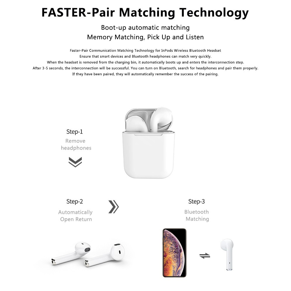 Tai Nghe bluetooth tws i12 Kiểu Dáng Hoạt Hình Đáng Yêu Cho Điện Thoại android