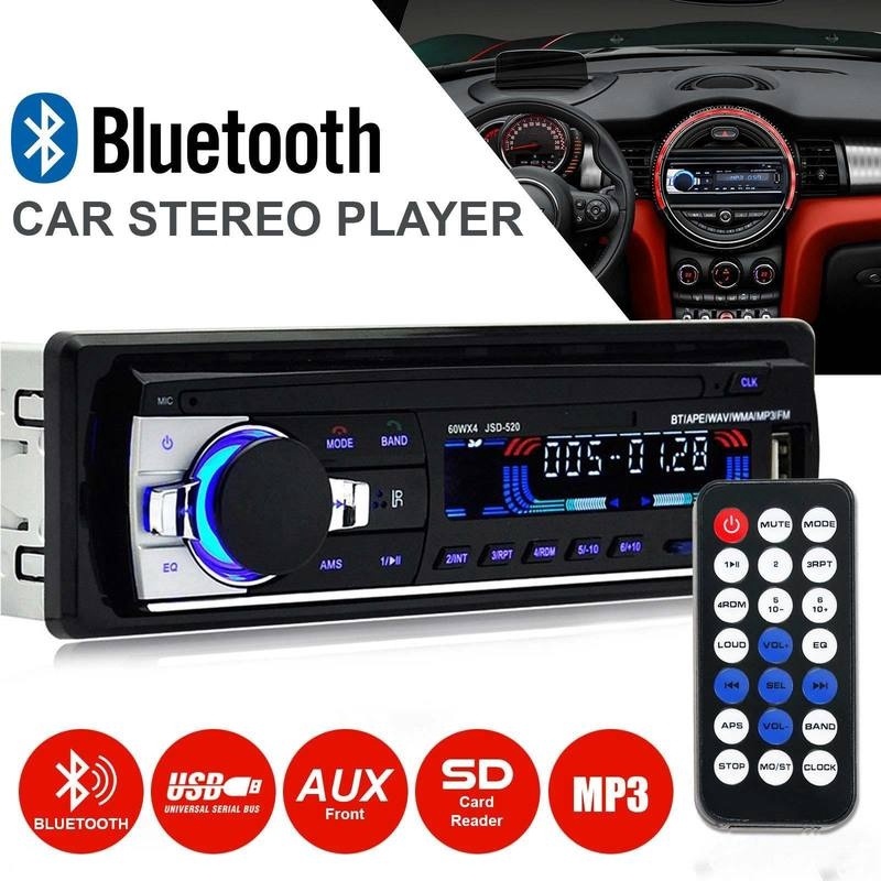 Máy Phát MP3 JSD520 1 DIN Bluetooth 12-24V FM Radio SD / USB / AUX Và Phụ Kiện
