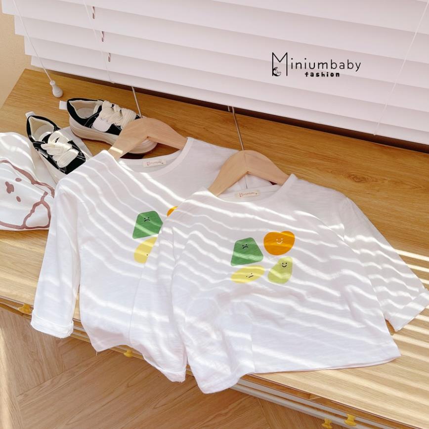 Bộ đồ áo dài tay MiniumBaby cotton sược quần dài cotton da cá thu đông in củ quả cho bé gái/ trai -SB1306