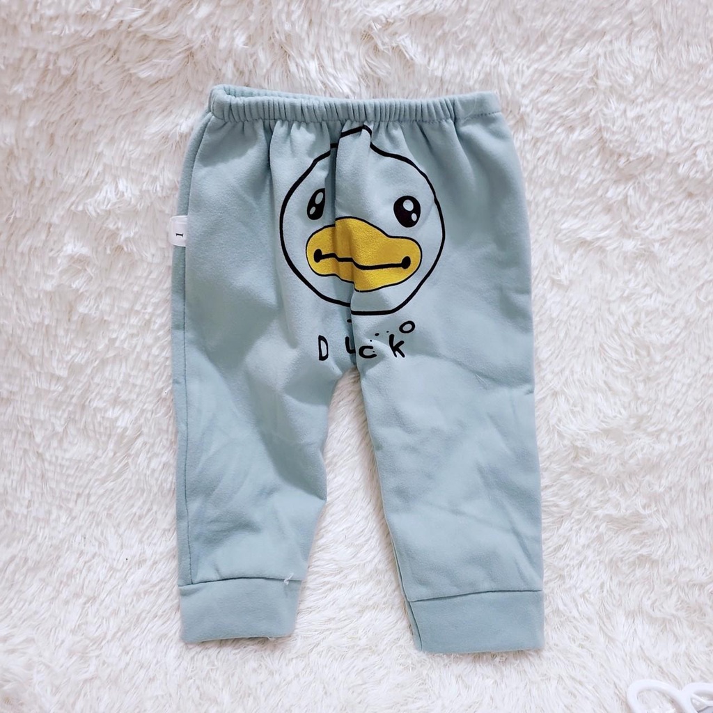 Quần dài rời nhí bo ống mùa đông vải nỉ nhung lông mềm mại dày dặn co giãn in mông thú cho bé trai gái 5-12.5kg