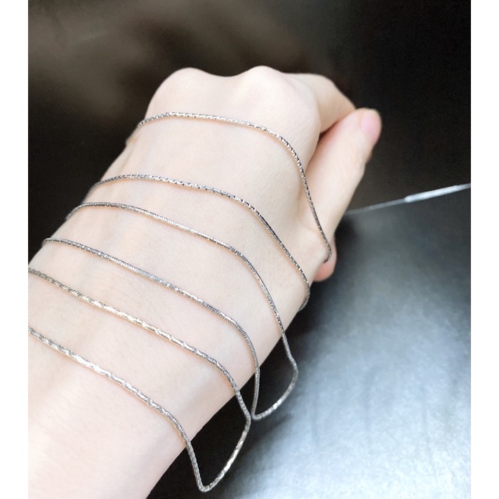 Dây chuyền sợi mì kim cương khắc máy - KCKM002 - Bạc cao cấp Ý 925 xi bạch kim