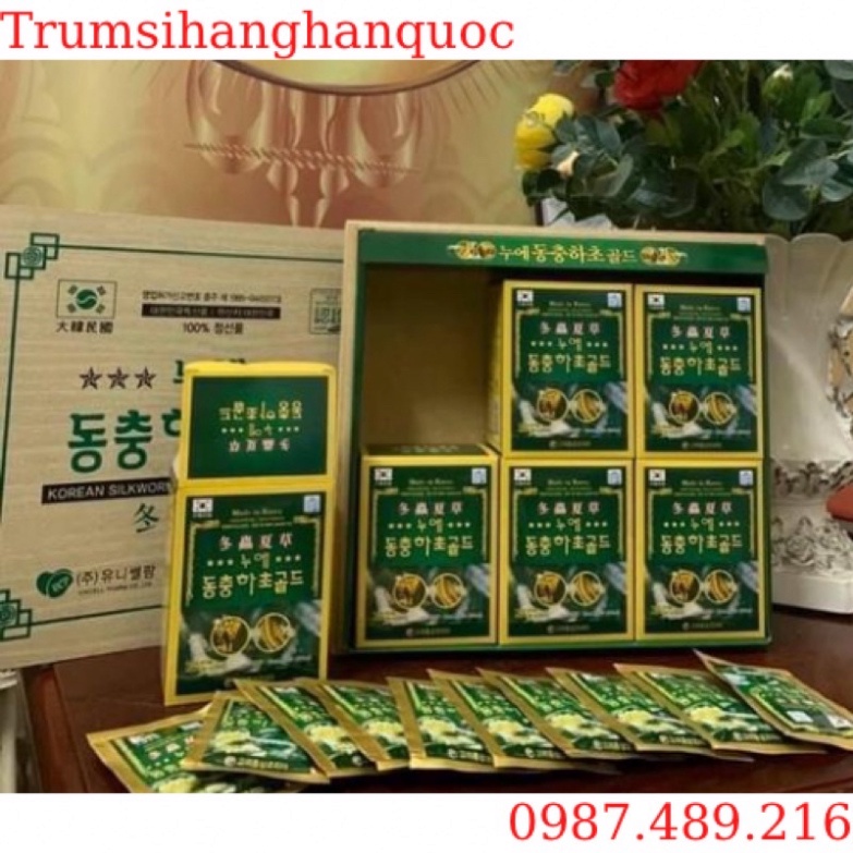 Đông Hạ Thảo Hàn Quốc Hanil - Đông Trùng Hộp Gỗ 60 Gói Nội Địa [ Hàng Mới Về ]