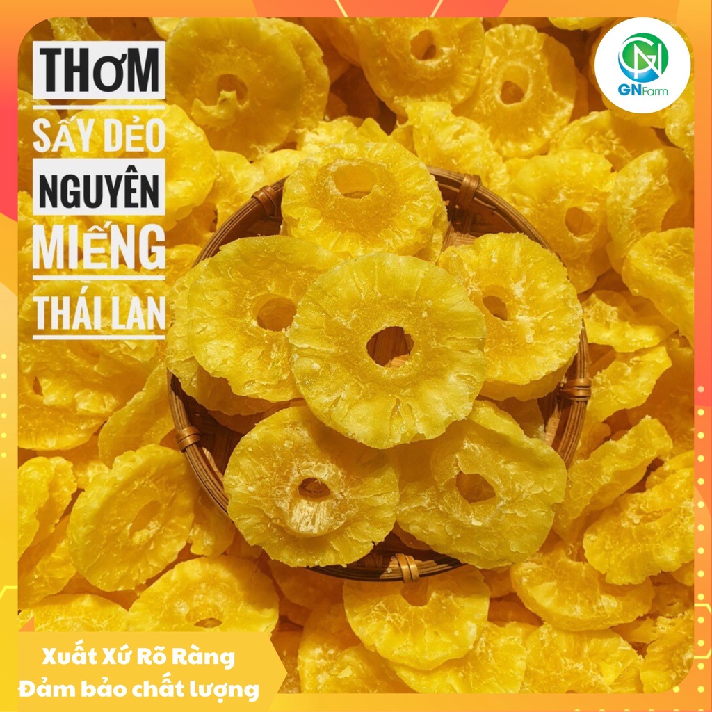 Khóm Sấy Dẻo Mứt Dứa Sấy Dẻo Thơm Khoanh Sấy Lạnh Thái Lan - Túi 500g/1kg