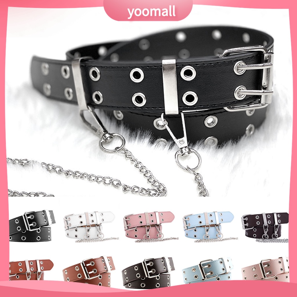 Thắt Lưng Da Hai Hàng Nút Phong Cách Hip hop Punk Cho Nam