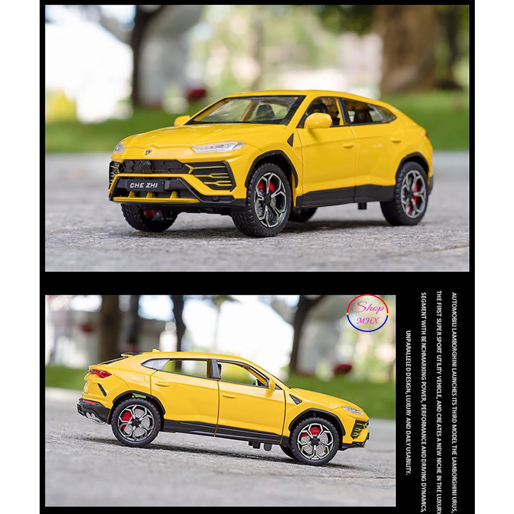 Mô hình xe sắt Lamborghini Urus TẶNG KÈM BIỂN SỐ tỉ lệ 1:24 hãng Chezhi 3 màu