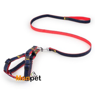 Dây dắt, yếm đeo cho chó mèo dạng jean (lẻ)