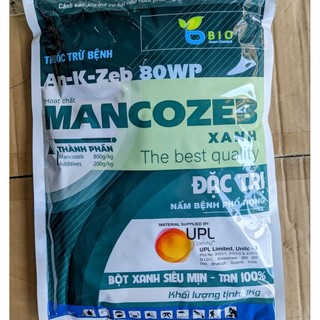 Trừ nấm bệnh Mancozeb xanh 1kg, chính hiệu UPL Ấn Độ cao cấp. Trừ vàng lá sương mai, thán thư