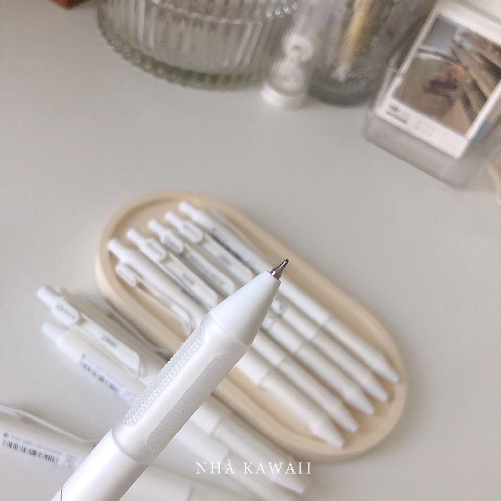 Bút gel đen Domi Metaverse màu trắng tối giản, ngòi 0.5mm viết siêu êm