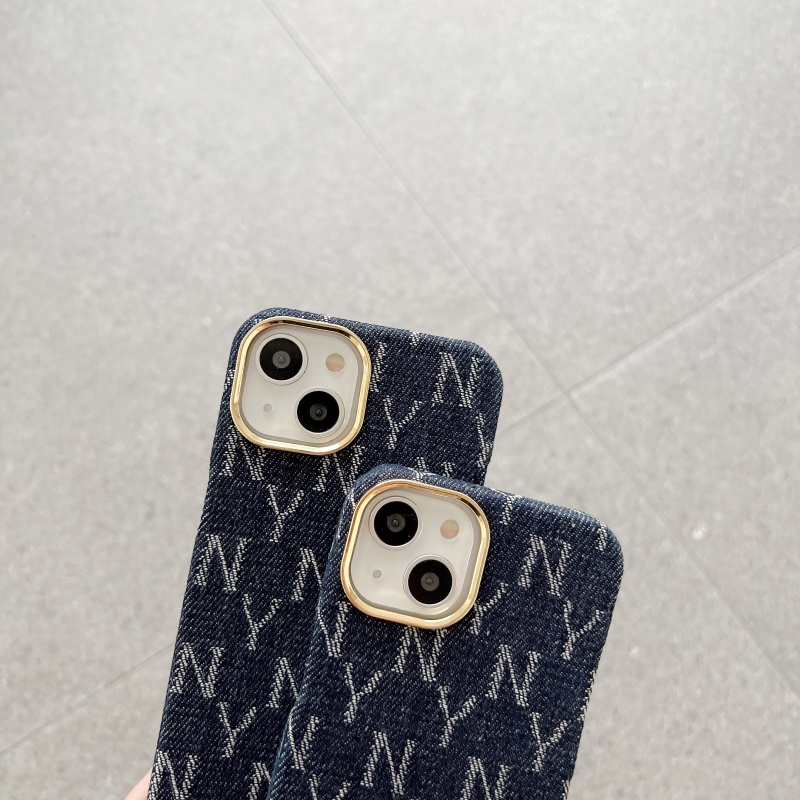 Ốp Điện Thoại Vải Denim Họa Tiết New York Sang Trọng Cho iPhone 14 13 12 Pro Max
