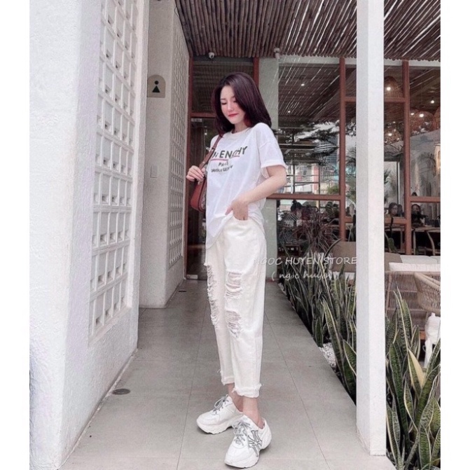 Quần jeans nữ baggy rách cạp cao may gấu, quần bò rách nữ màu đẹp chất xịn sò MAX ONLY