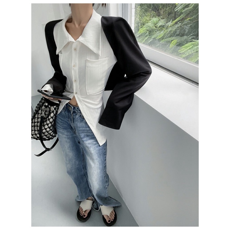 Áo Kiểu Thiết Kế Hai Túi Thời Trang Mùa Thu Mới Cho Nữ