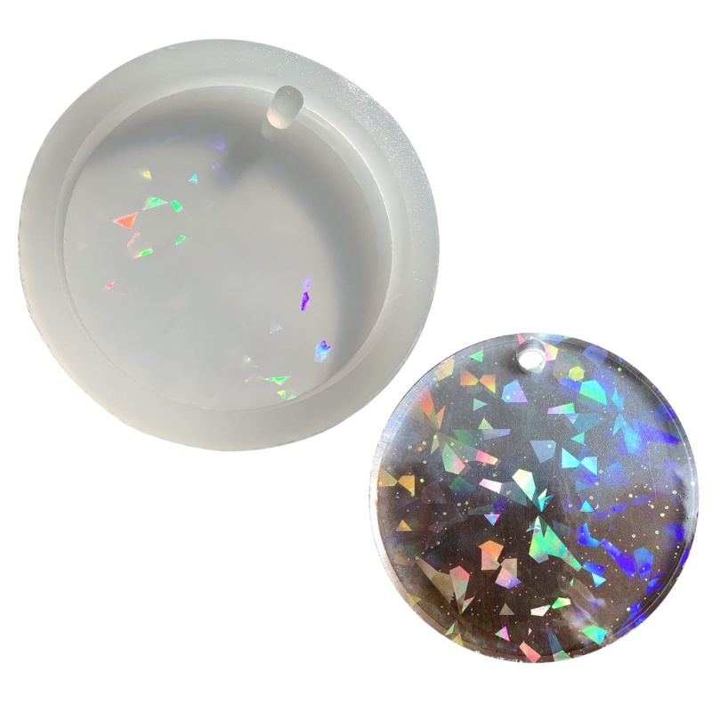 Sa Khuôn Silicone Làm Móc Khóa Nhựa Resin Hình Tròn Nhiều Màu Sắc