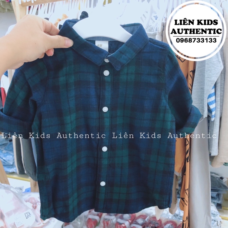 áo sơ mi kẻ xanh mềm cho bé trai