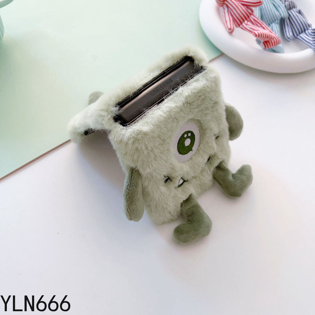 Ốp Điện Thoại Phủ Lông Hình Đôi Mắt 3D Dễ Thương Thời Trang Cho Samsung Galaxy Z Flip 4 3 2 1 5G Z Flip 5 5G