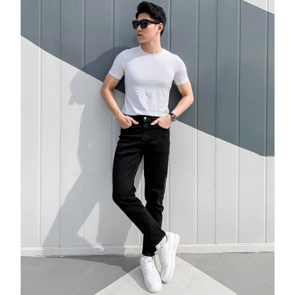 Quần Jeans Nam Dáng Vừa Chất Dày Màu Đen Cào Thời Trang 2STOREGLE Kiểu Dáng Slim Fit