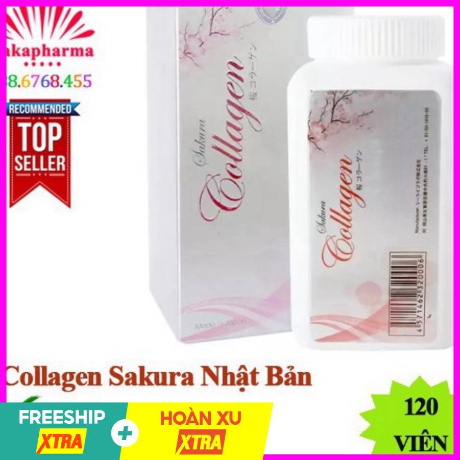 Viên Uống Trắng Da Mờ Nám Collagen Sakura Giảm Nấp Nhăn Đến Từ Nhật Bản - Hộp 120 Viên