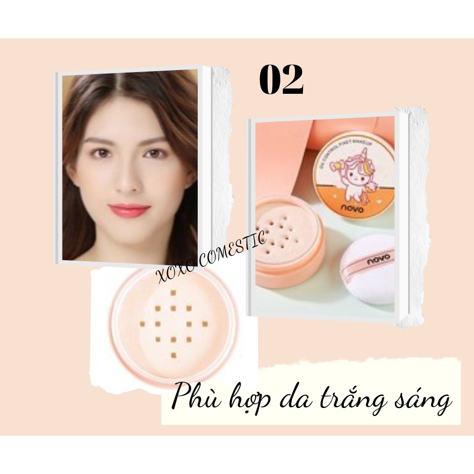 Phấn phủ NOVO dạng bột kiềm dầu, che khuyết điểm hoạt tiết kỳ lân phù hợp với mọi tình trạng da