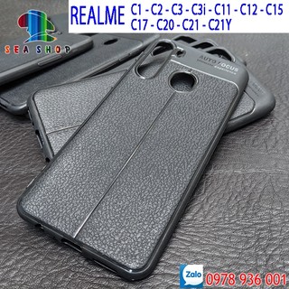 Ốp lưng realme c1, c2, c3, c3i, c11, c12, c15, c17, c20, c21, c21y nhựa dẻo - vân da a - chống sốc - kính full màn 9d