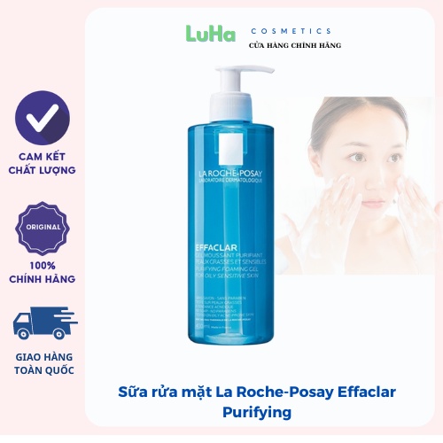 Sữa rửa mặt La Roche-Posay Effaclar Purifying Foaming Gel tạo bọt dành Cho Da Dầu, da Nhạy Cảm 400ml, LuHa_Cosmetics