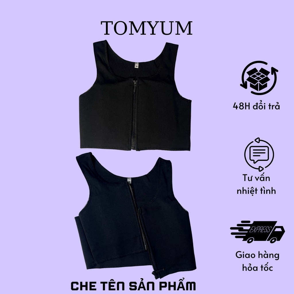 Áo nịt ngực tomboy khóa kéo trước không viền