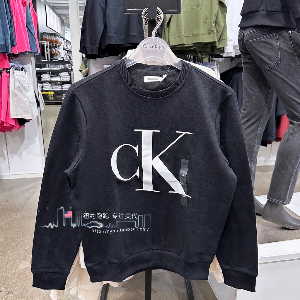 Áo Sweater Calvin Kleinn / CK Phối Lông Cổ Thuyền Thiết Kế Cá Tính Cho Nam