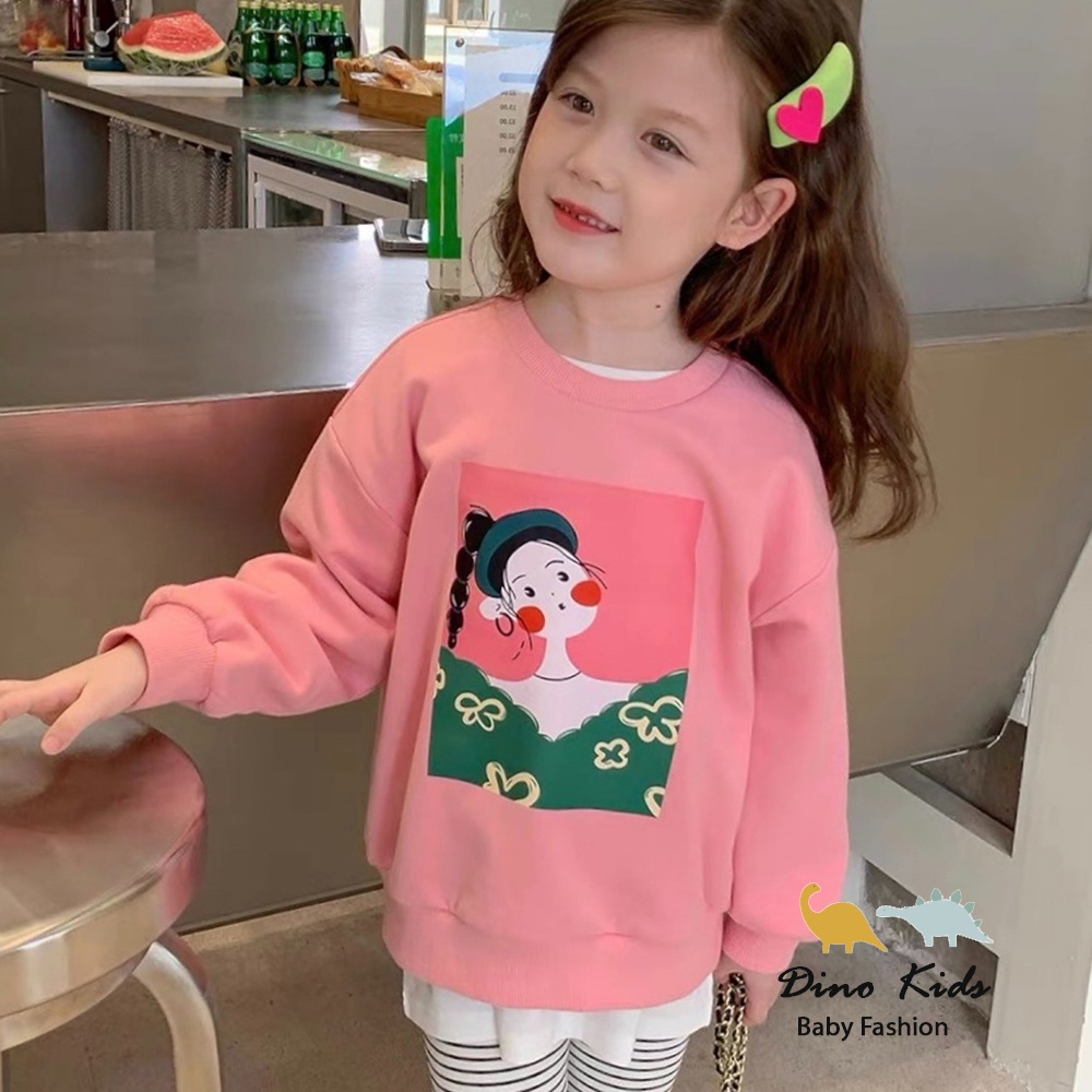 Áo nỉ bé gái, áo nỉ bông quảng châu họa tiết tiết cô gái dễ thương cho bé