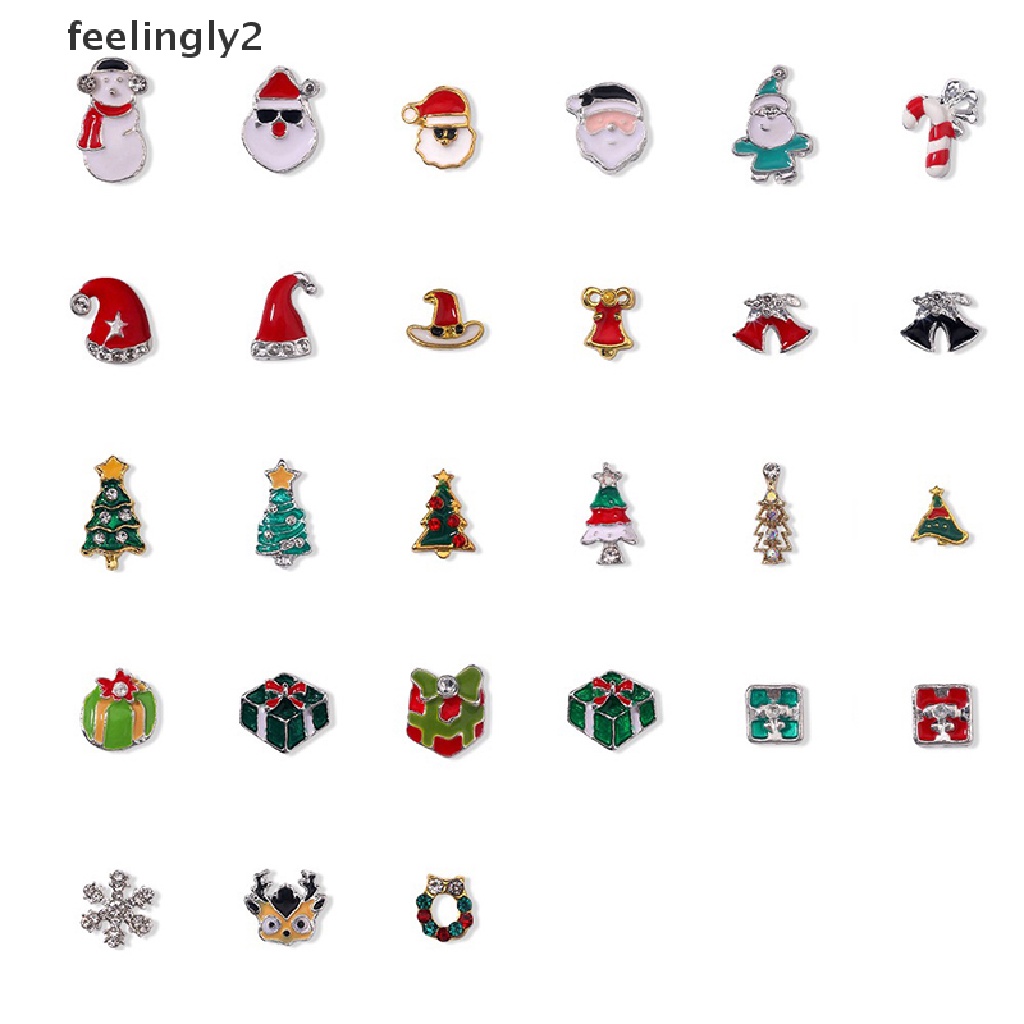 [Hàng Có Sẵn] Set 10 Phụ Kiện Trang Trí Móng Tay Nghệ Thuật Bằng Hợp Kim Phong Cách Giáng Sinh DIY Ch (F)