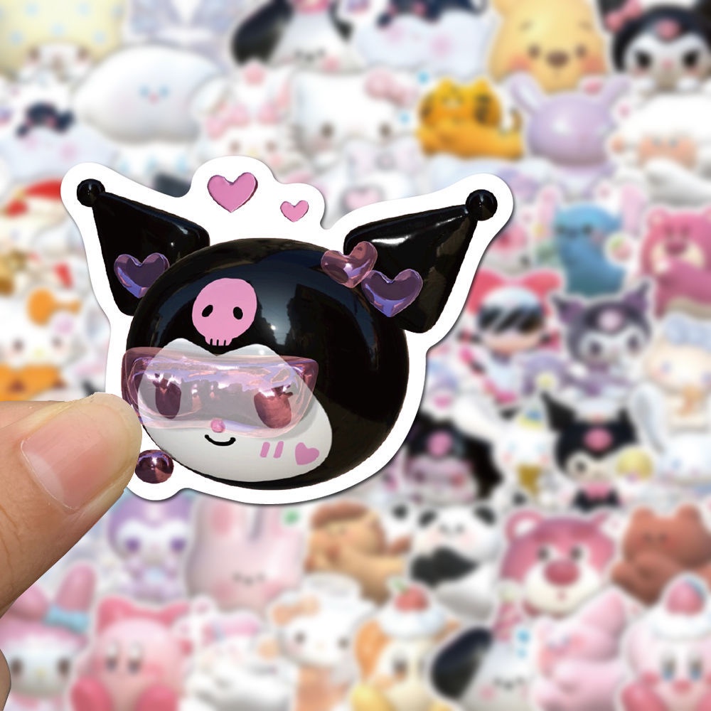 Bộ 51 Miếng Dán Trang Trí Sổ Tay / Laptop Hình Sanrio Hello Kitty 3D Bằng PVC Chống Thấm Nước DIY