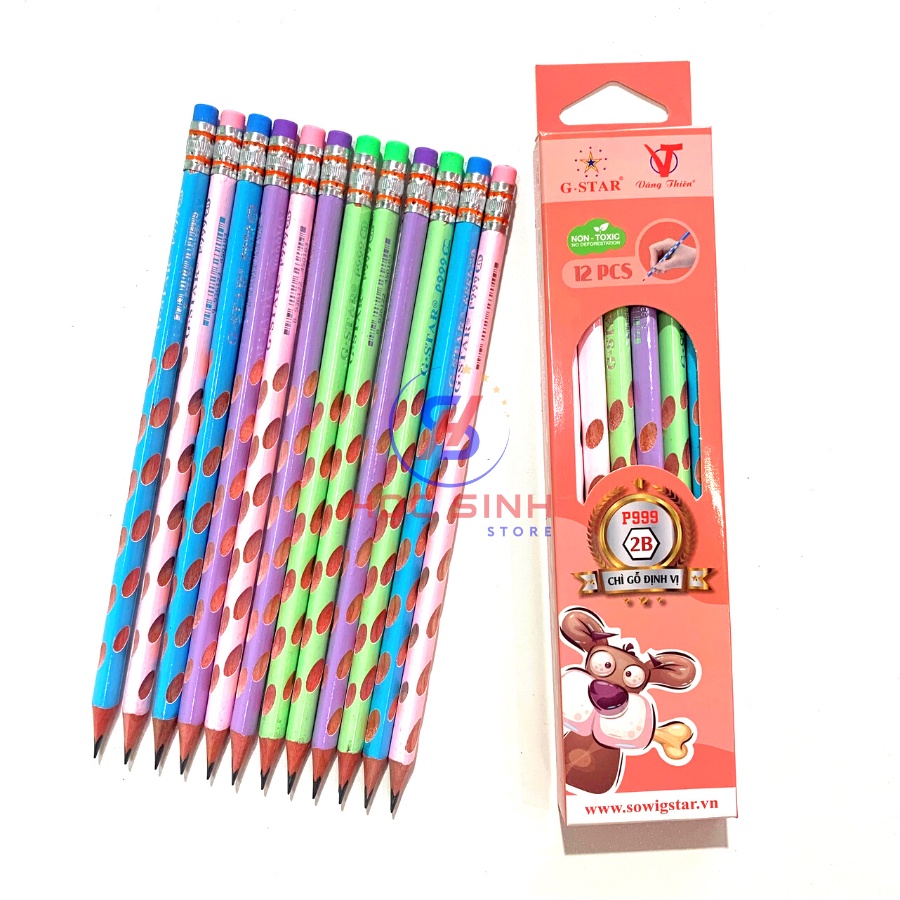 Hộp 12 cây bút chì định vị GSTAR P999 2B giúp cầm bút đúng tư thế không mỏi tay