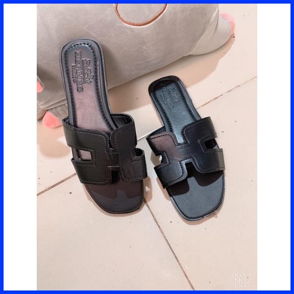 Dép Lê da chữ H trơn, thời trang đế thấp may viền lót chắc chắn