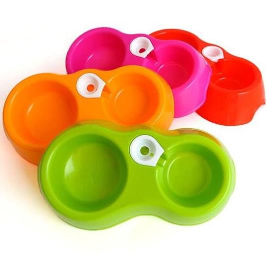 Orgo- Bát ăn đôi cho chó mèo bằng nhựa cao cấp (2 loại) chén ăn nhựa đôi thú cưng dưới 5kg