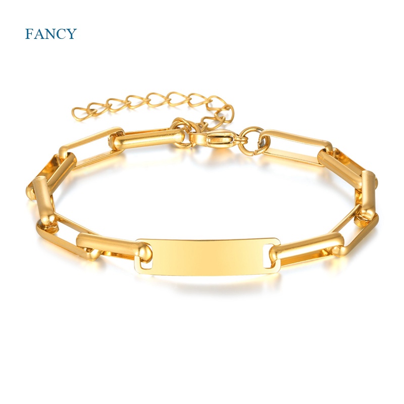 Fancyqube 1 Vòng Tay Dây Xích Bằng Thép Titan Màu Vàng / Bạc Thời Trang Cho Nam Và Nữ
