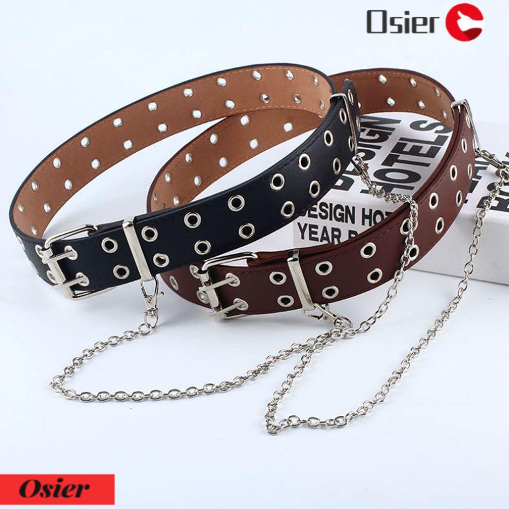 Osier1 Thắt Lưng Da PU Khóa Đôi Phong Cách Punk Cá Tính Cho Nữ