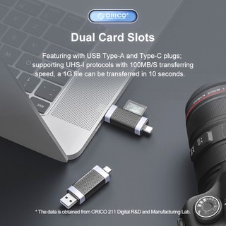 Đầu đọc thẻ nhớ SD TF MicroSD USB Type C ORICO CD2D-AC2/AC3 / 2CR61