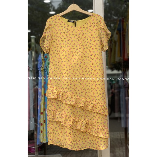 [SIZE 40-80KG] Đầm bầu hoa nhí voan mềm mát 2 lớp lớp lót lụa hàn mềm mịn đường may đẹp có size 40-80kg có túi bên sườn