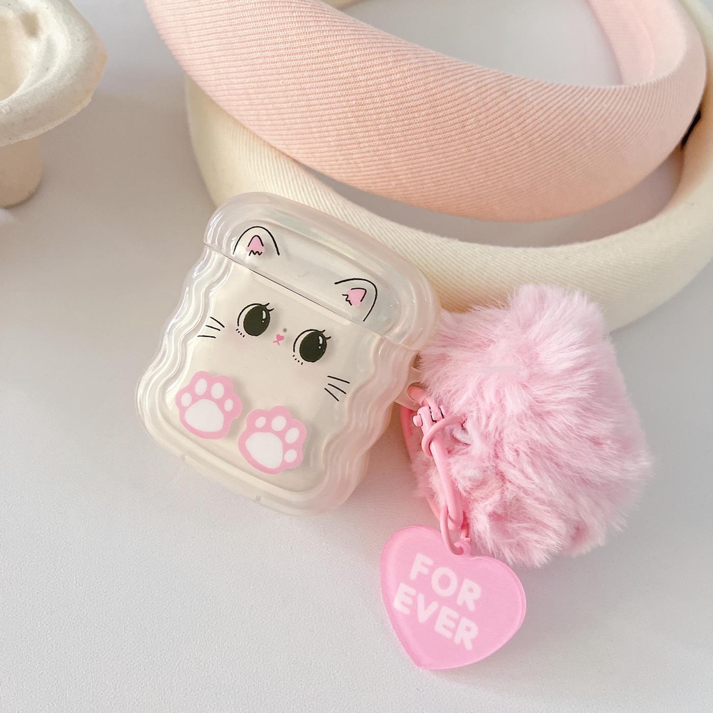 Vỏ Bảo Vệ Hộp Sạc Tai Nghe Bluetooth Airpods 1 / 2 3 2021 gen3 Bằng Silicon Mềm Trong Suốt Họa Tiết Hoạt Hình Đơn Giản Kèm Móc Treo Chống Rơi Tiện