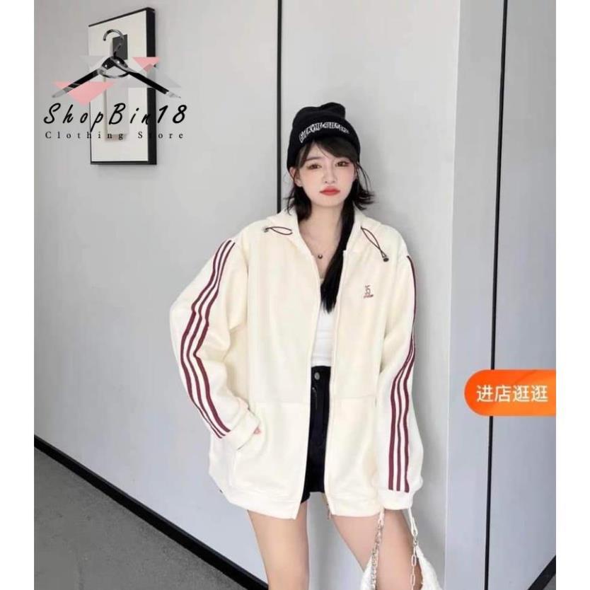 Áo Hoodie zip,áo khoác nỉ 3 sọc thời trang fom rộng hàn quốc -ANH BÉO SHOP