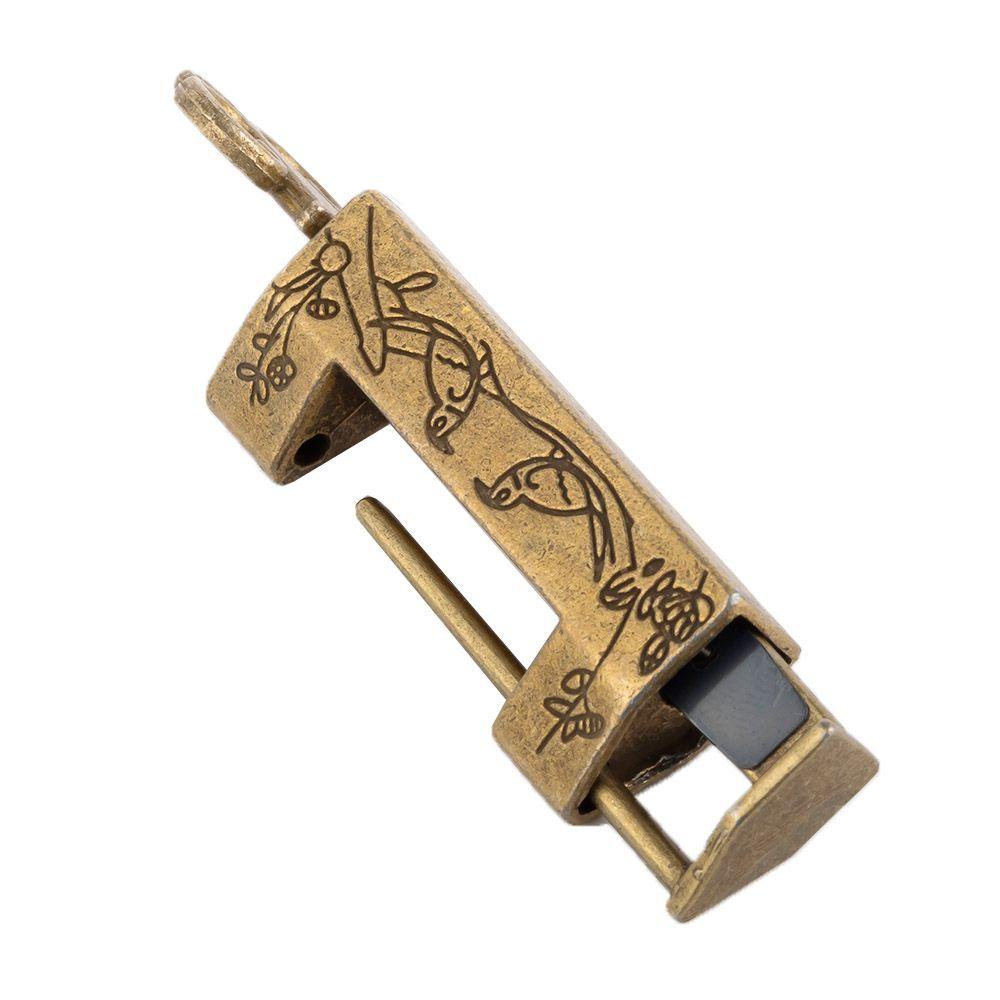 Bộ Ổ Khóa Và Chìa Khóa Bằng Đồng Thau Họa Tiết Hoa Vintage Trung Quốc