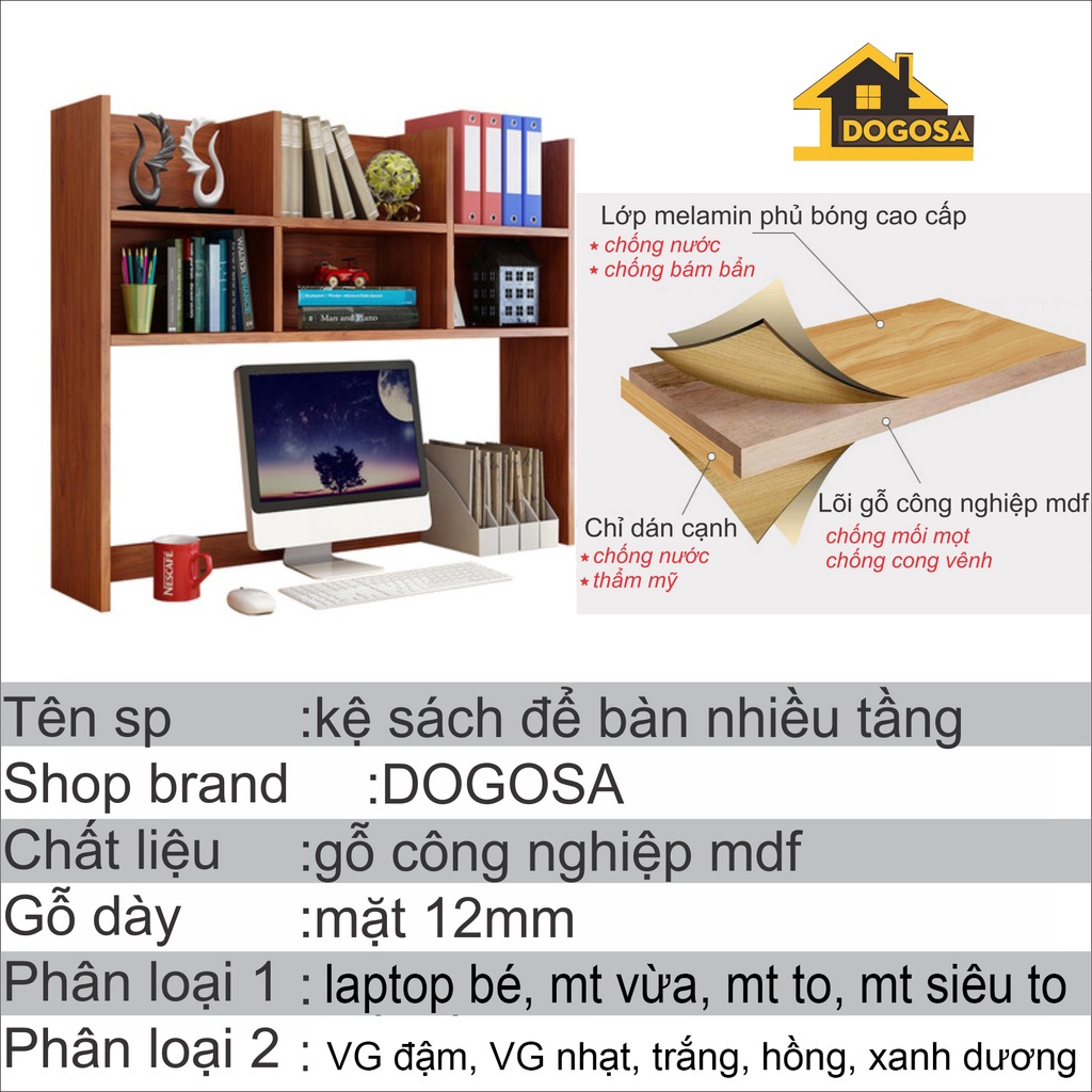 Kệ đựng sách vở để bàn làm việc - giá sách bằng gỗ để bàn học