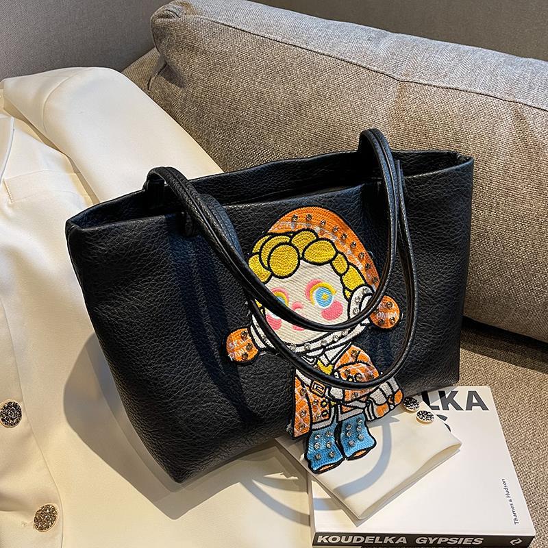 Túi Đeo Vai Cỡ Lớn Họa Tiết Hoạt Hình Đơn Giản Phong Cách Hàn Quốc Cho Nữ