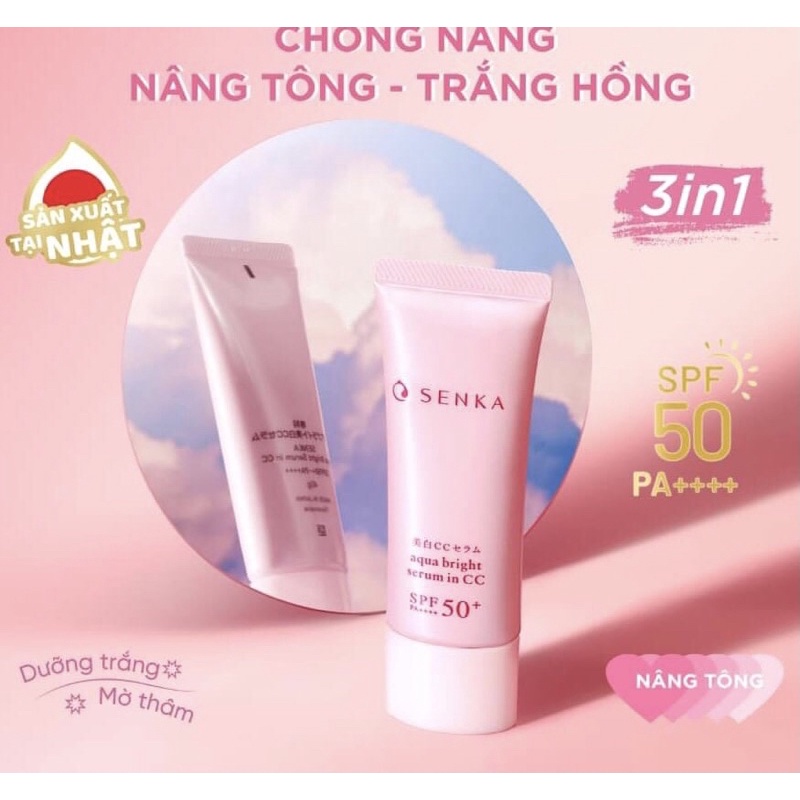 Kem chống nắng Senka Aqua Bright serum in CC 40g