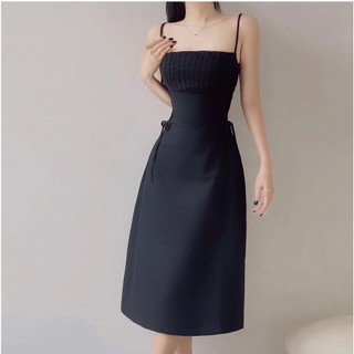 ĐẦM MIDI 2 DÂY XẾP NGỰC ĐAN DÂY EO