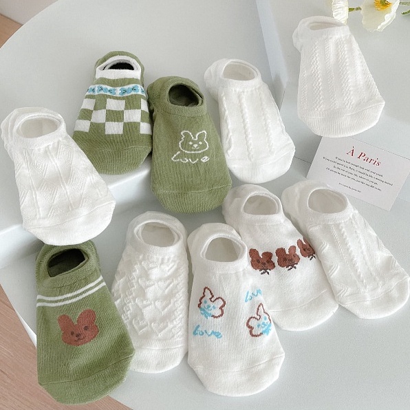 Vớ Cotton Cổ Thấp Phối Ren Thoáng Khí Phong Cách Nhật Bản Dễ Thương Thời Trang Cho Nam Và Nữ