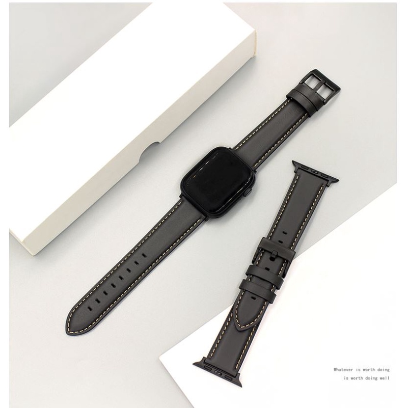 Dây da cao cấp cho Apple watch series 7 6 5 3 4 2 SE Dây đeo iwatch 44MM 40MM 42MM 38MM 41MM 45MM