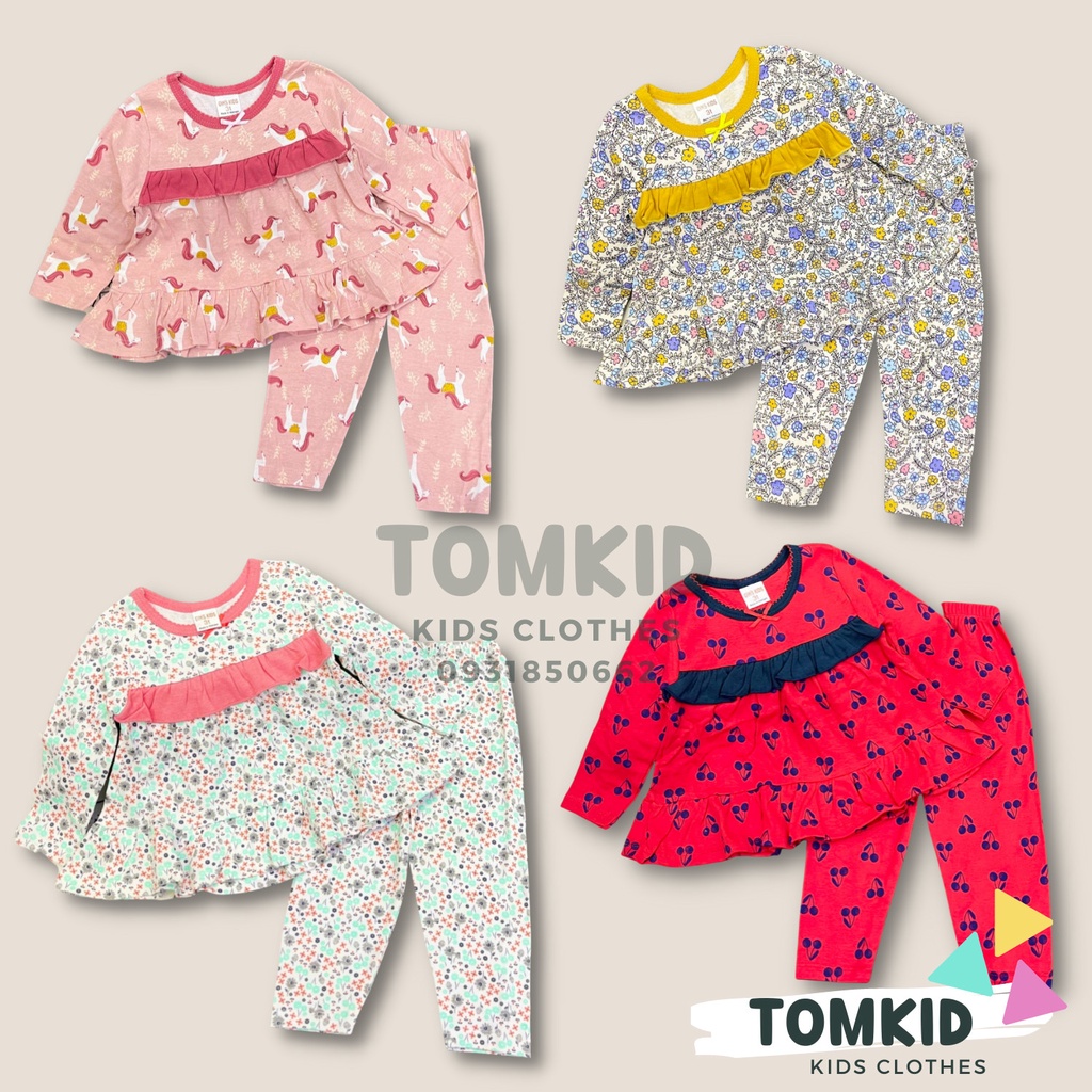 Đồ ngủ cho bé gái, đồ bộ dài tay bé gái BabyDollchất cotton Borip  chính phẩm mềm mịn không nhão vải 8-23kg Tomkids