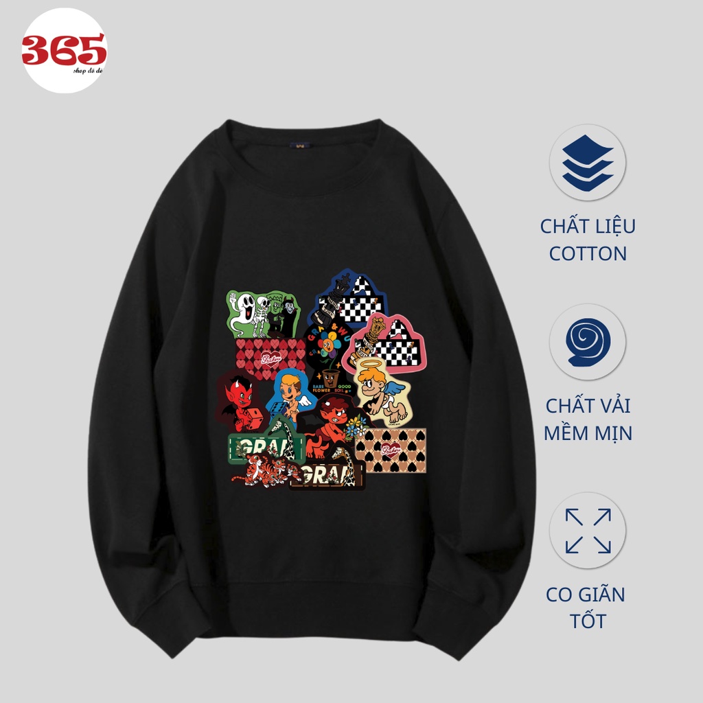 Áo sweater cặp đôi nam nữ thu đông, áo nỉ cổ tròn dài tay chất đẹp