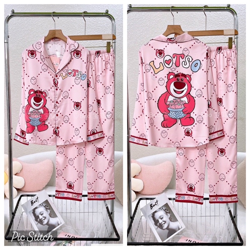 Đồ Bộ Lụa Latin Thiết Kế Boo Boo Tay Dài Quần Dài